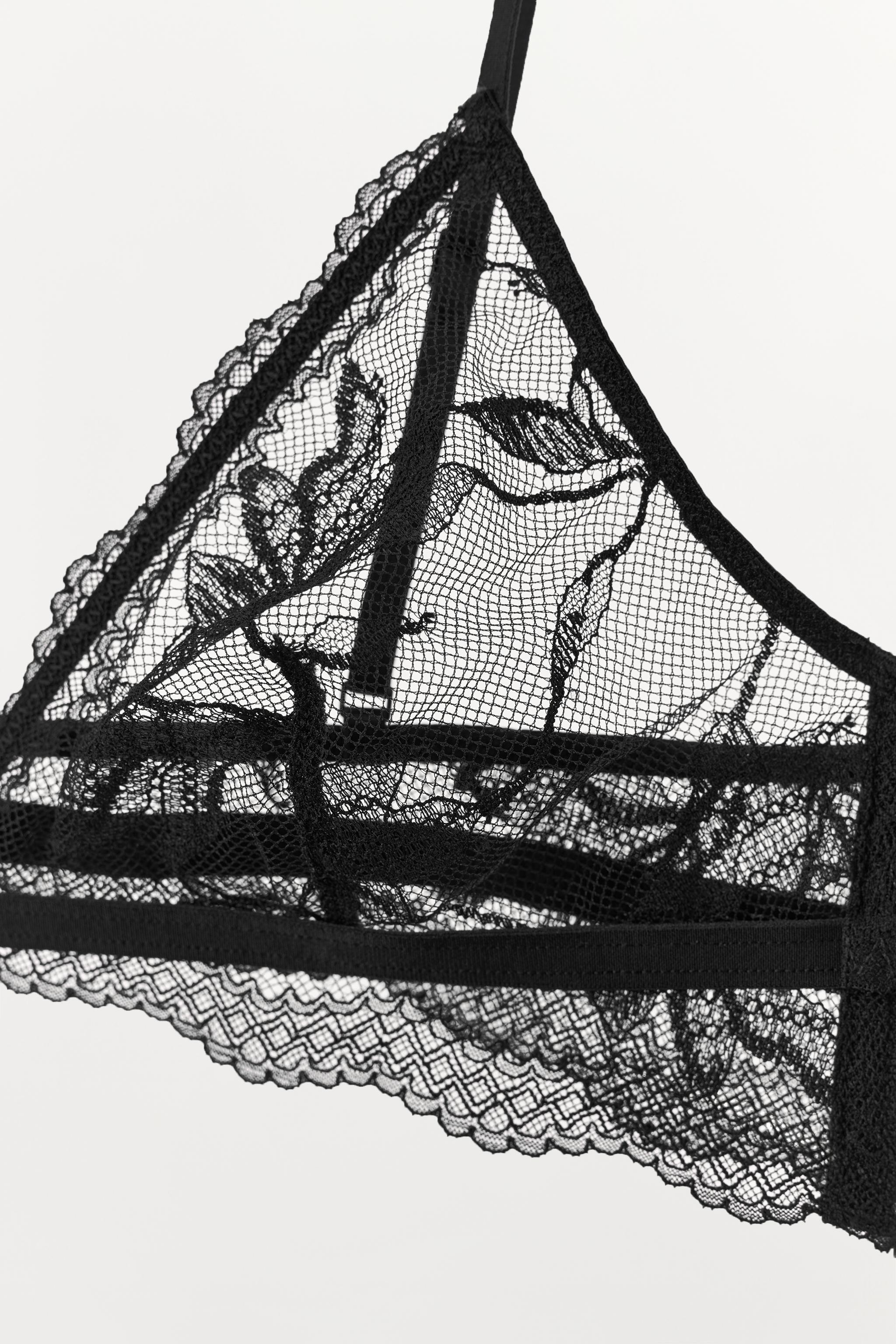 TRIANGLE BRA WITH FLORAL EMBROIDERY